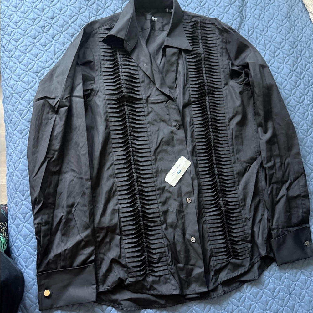 Boss Black Ruffled Front Dress Shirt